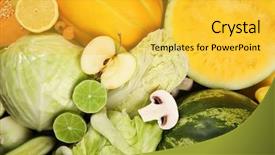  Presentation with fruit and vegetable - Beautiful PPT theme featuring background of fruit and vegetable backdrop and a yellow colored foreground