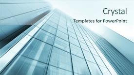  Presentation with highrise building - Presentation theme consisting of background of glass highrise building background and a sky blue colored foreground