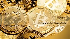  Presentation with bitcoin - Presentation design featuring background-of-gold-coins background and a yellow colored foreground
