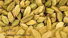  Presentation with green - Cool new theme with background-of-green-cardamon-pods backdrop and a gold colored foreground