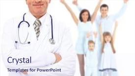  Presentation with doctor family - Presentation enhanced with background of healthy happy background and a sky blue colored foreground