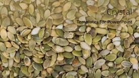  Presentation with pumpkin seeds - Theme featuring background-of-heap-peeled-pumpkin background and a coral colored foreground
