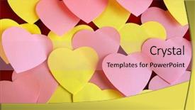  Presentation with heart shaped book page - Colorful theme enhanced with background of many heart-shaped backdrop and a lemonade colored foreground