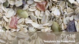  Presentation with muesli - Beautiful presentation theme featuring background-of-muesli-cereal-rolled backdrop and a coral colored foreground