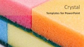  Presentation with sponges - Slide deck featuring background-of-multicolour-kitchen-sponges background and a light gray colored foreground