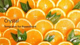  Presentation with orange slice - Colorful slides enhanced with background of orange slices backdrop and a gold colored foreground