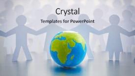  Presentation with doll paper - Presentation featuring background of paper doll cut outs and planet earth background and a light gray colored foreground