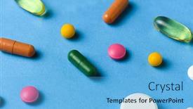  Presentation with blue food - Amazing PPT layouts having background-of-pills-tablets-vitamins backdrop and a light blue colored foreground