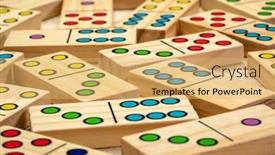  Presentation with domino - PPT theme having background-of-random-wooden-domino background and a yellow colored foreground
