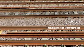  Presentation with railway tracks - Beautiful theme featuring background of rusty railway line backdrop and a coral colored foreground