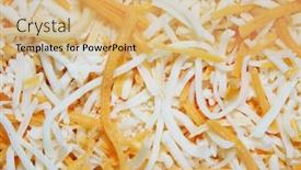  Presentation with shredded cheese - Presentation design having background of shredded cheddar and monterey jack cheese background and a coral colored foreground