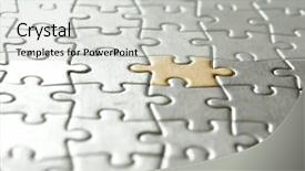  Presentation with golden puzzle piece - Presentation theme consisting of background of silver puzzle pieces background and a light gray colored foreground