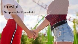  Presentation with amusement park - Slide set consisting of background of sky and rollercoaster background and a soft green colored foreground