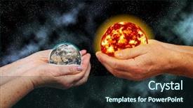  Presentation with man woman - Audience pleasing presentation theme consisting of background of space collage backdrop and a wine colored foreground