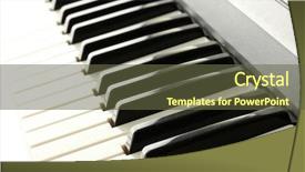  Presentation with microphone and synthesizer on concert - Slide set featuring background of synthesizer keyboard background and a tawny brown colored foreground