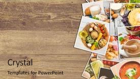  Presentation with food - Colorful presentation design enhanced with background of the food photos backdrop and a coral colored foreground