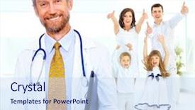  Presentation with doctor family - Audience pleasing presentation theme consisting of background of the happy family backdrop and a sky blue colored foreground