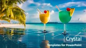  Presentation with swimming pool - Cool new PPT theme with background of the indian ocean backdrop and a ocean colored foreground