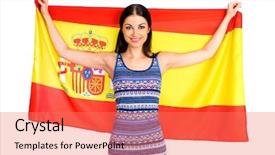  Presentation with spanish - Cool new PPT layouts with background of the spanish flag backdrop and a coral colored foreground
