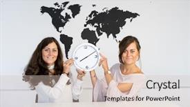  Presentation with german shepherd two young puppys - PPT layouts with background of the world map background and a  colored foreground