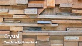  Presentation with stuck - Presentation design featuring cubism - background of various wooden blocks background and a coral colored foreground