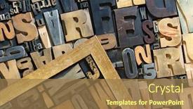  Presentation with vintage letter - PPT theme with background of vintage wooden print letter cases with a frame background and a coral colored foreground