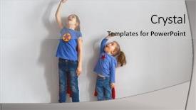  Presentation with children growth - Colorful slide set enhanced with background of wall girl power backdrop and a light gray colored foreground