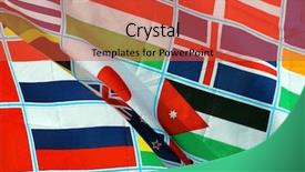 Presentation with world flags - Cool new presentation theme with background of world flags blowing backdrop and a red colored foreground
