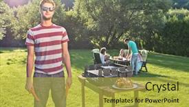  Presentation with barbecue - Presentation design consisting of background on a sunny summer background and a yellow colored foreground