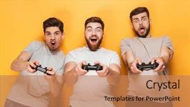  Presentation with brain and nervous system - PPT theme featuring background play games with joystick background and a  colored foreground