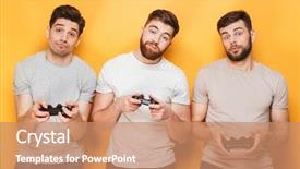  Presentation with group - Slide set consisting of background play games with joystick background and a  colored foreground