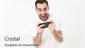  Presentation with mobile games - Presentation theme featuring  background and a  colored foreground