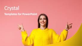  Presentation with cheerful - Presentation theme having background pointing fingers both way background and a coral colored foreground