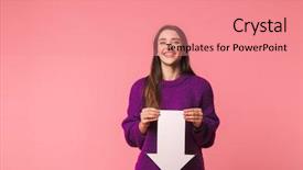  Presentation with space - PPT theme having pointing with an arrow down background and a coral colored foreground