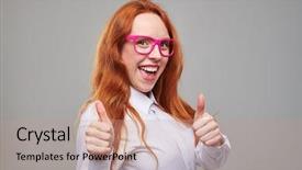  Presentation with close up baby girl knitted - Cool new PPT theme with background positive teen show backdrop and a coral colored foreground