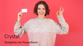  Presentation with credit card - Slide set consisting of background presenting plastic credit card background and a coral colored foreground