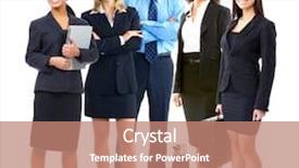  Presentation with team group - Slide deck enhanced with background professional - group of business people business background and a coral colored foreground