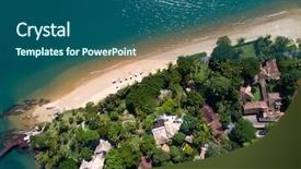  Presentation with paradise - Beautiful presentation theme featuring background puerto rico - aerial view of paradise beach backdrop and a ocean colored foreground