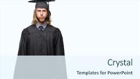  Presentation with long hair man - Slide deck with background puffing cheeks with funny background and a  colored foreground