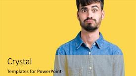  Presentation with face expression recognition - Amazing slide set having background puffing cheeks with funny backdrop and a yellow colored foreground