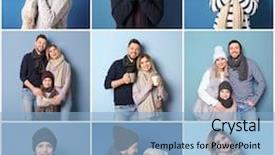  Presentation with clothing wooden clothes hanger object - Slide deck with background ready for winter vacation background and a light blue colored foreground