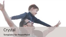 Presentation with fun - Presentation theme featuring background related space - young father and son having background and a light gray colored foreground