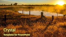 Presentation with morning sunrise - Beautiful slide deck featuring background rice field - grampians national park morning sunrise backdrop and a tawny brown colored foreground