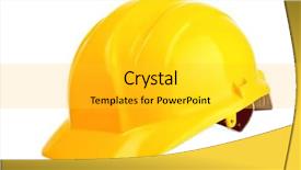  Presentation with blue white and yellow - Theme with background safety - yellow helmet isolated on white background and a light gray colored foreground