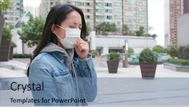  Presentation with health environment - Amazing slide set having background safety health environment - woman coughing and feeling sick backdrop and a seafoam green colored foreground