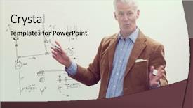  Presentation with solving - Slide deck with senior high school - portrait of confident teacher solving background and a sky blue colored foreground