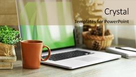  Presentation with report card - PPT theme with school report card pen - workplace retro design concept background and a coral colored foreground