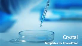  Presentation with petri dish - Slide set enhanced with background science - scientist dropping a sample background and a light blue colored foreground