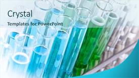  Presentation with tubes - PPT theme featuring background science - test tubes background and a light blue colored foreground