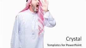 Presentation with arab - Audience pleasing slide deck consisting of background shouting and screaming loud backdrop and a white colored foreground